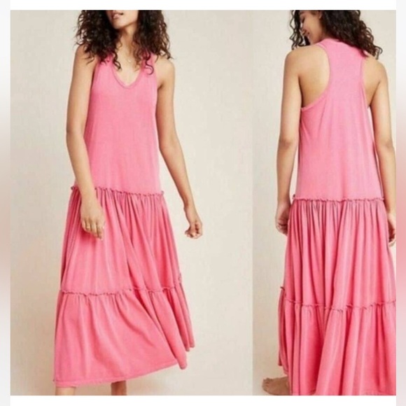 Sundry Tiered Tank Maxi Dress Coral size XS - Picture 2 of 13